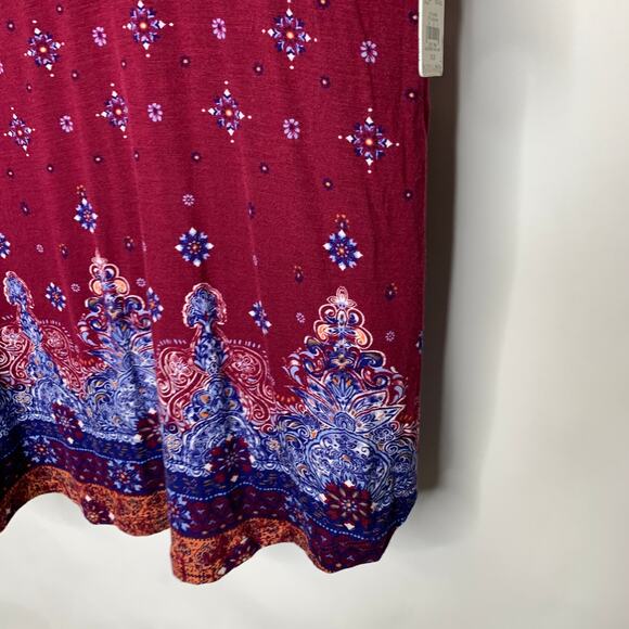 NWT Flowy Tank Top Sz Large Burgundy Blue Orange Medallion - Picture 7 of 10